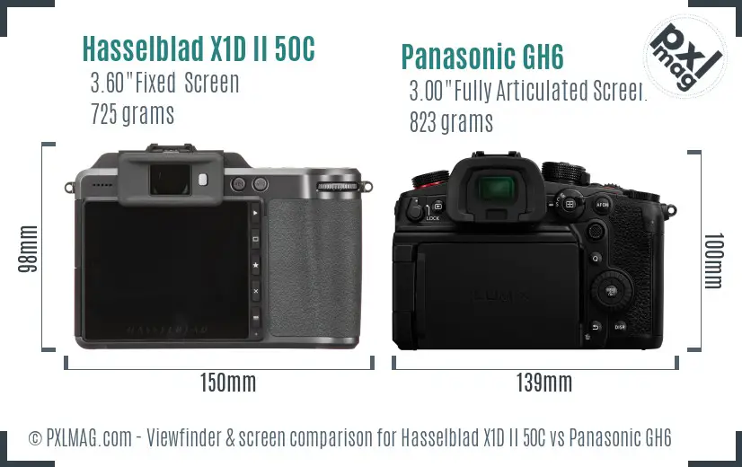 Hasselblad X1D II 50C vs Panasonic GH6 Screen and Viewfinder comparison