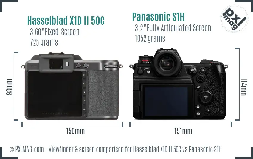 Hasselblad X1D II 50C vs Panasonic S1H Screen and Viewfinder comparison