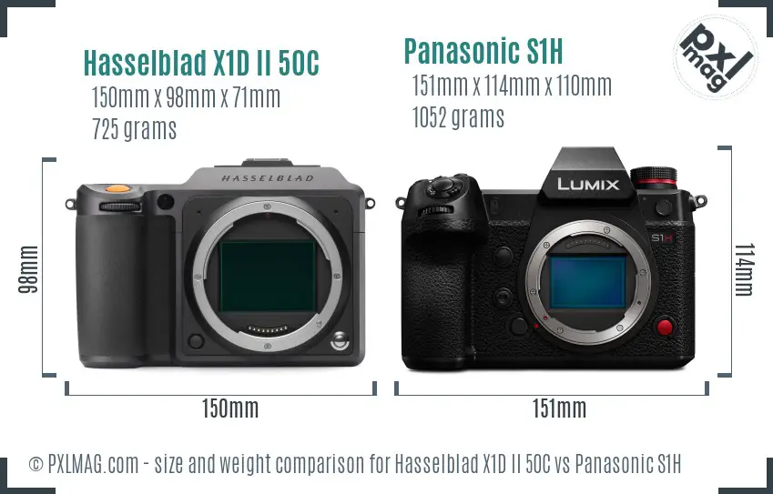 Hasselblad X1D II 50C vs Panasonic S1H size comparison