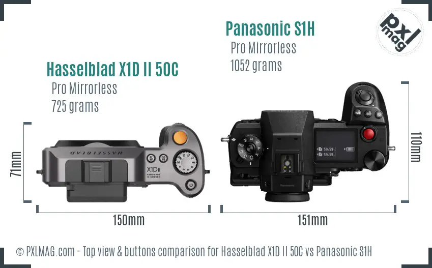 Hasselblad X1D II 50C vs Panasonic S1H top view buttons comparison