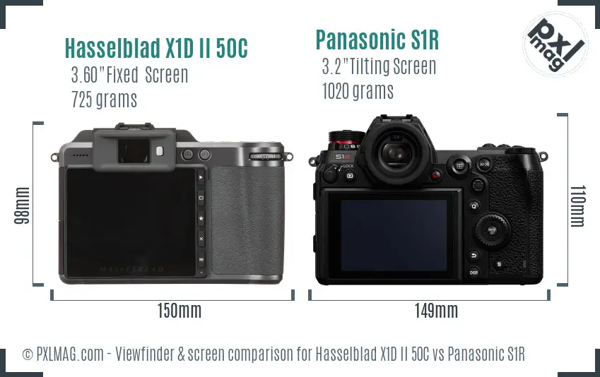 Hasselblad X1D II 50C vs Panasonic S1R Screen and Viewfinder comparison