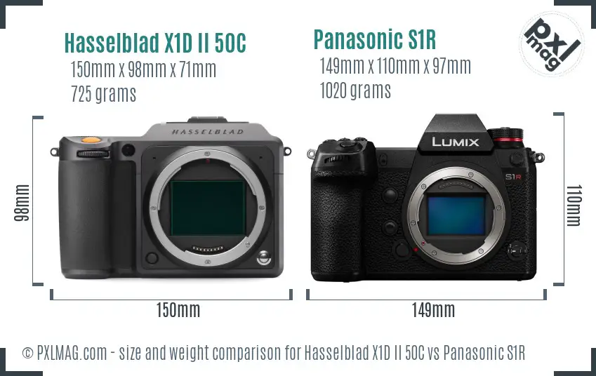 Hasselblad X1D II 50C vs Panasonic S1R size comparison