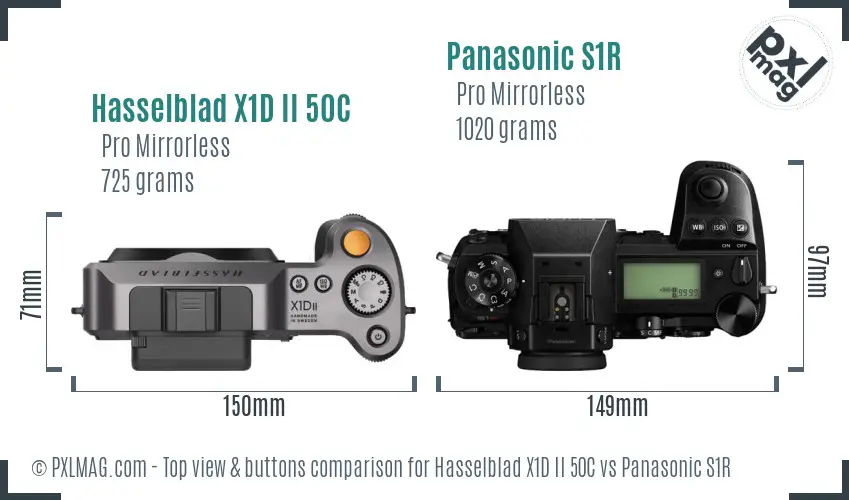 Hasselblad X1D II 50C vs Panasonic S1R top view buttons comparison