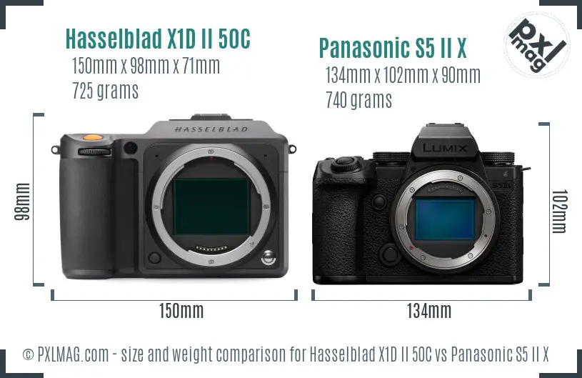 Hasselblad X1D II 50C vs Panasonic S5 II X size comparison Hasselblad X1D II 50C vs Panasonic S5 II X size comparison
