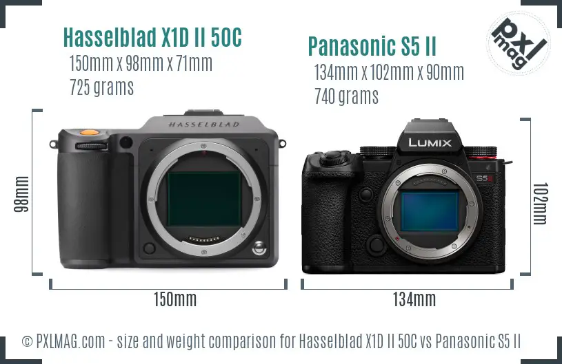 Hasselblad X1D II 50C vs Panasonic S5 II size comparison