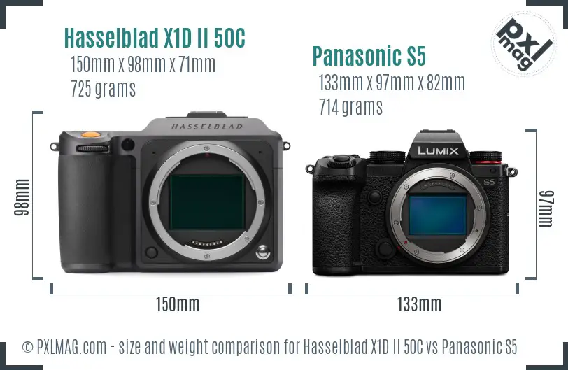 Hasselblad X1D II 50C vs Panasonic S5 size comparison