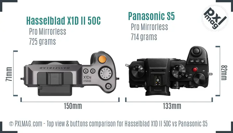 Hasselblad X1D II 50C vs Panasonic S5 top view buttons comparison