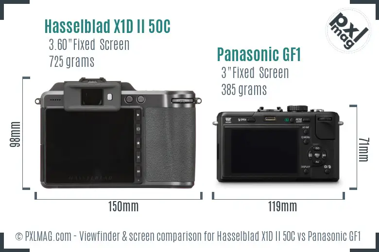 Hasselblad X1D II 50C vs Panasonic GF1 Screen and Viewfinder comparison