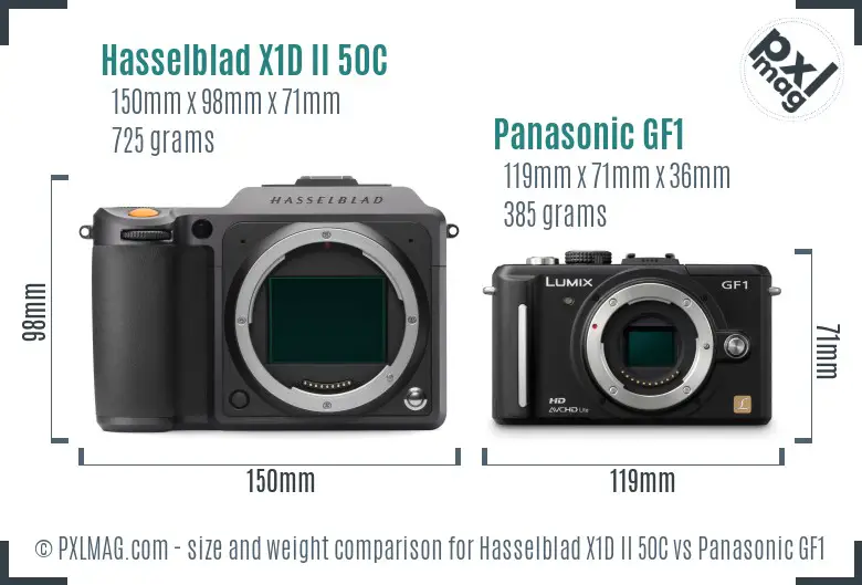 Hasselblad X1D II 50C vs Panasonic GF1 size comparison