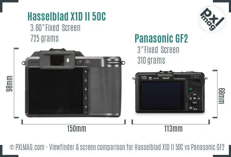 Hasselblad X1D II 50C vs Panasonic GF2 Screen and Viewfinder comparison