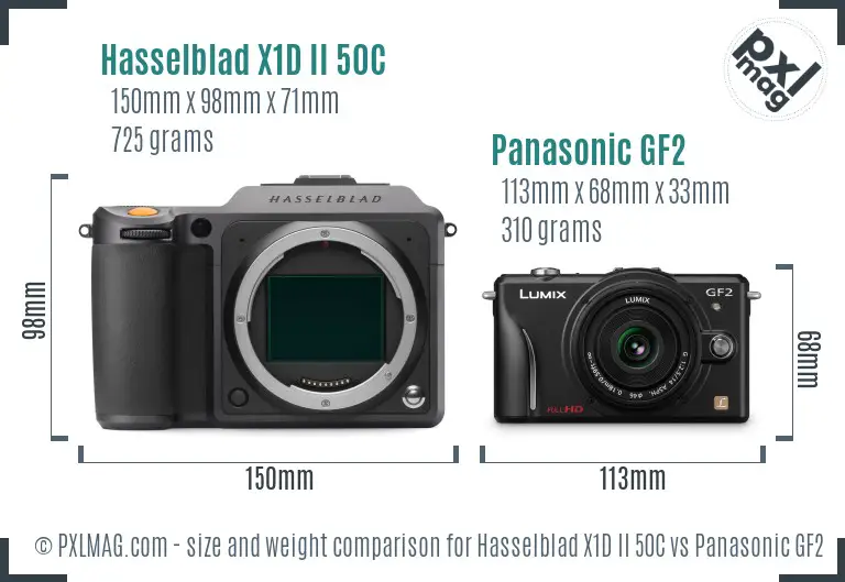 Hasselblad X1D II 50C vs Panasonic GF2 size comparison