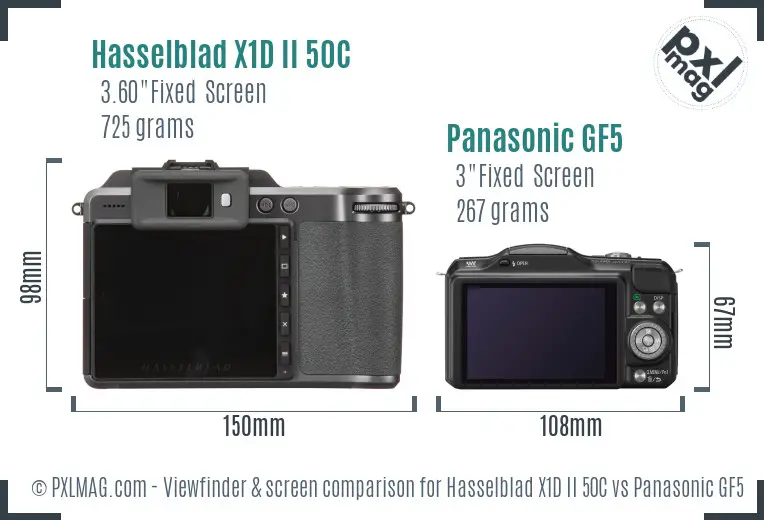 Hasselblad X1D II 50C vs Panasonic GF5 Screen and Viewfinder comparison