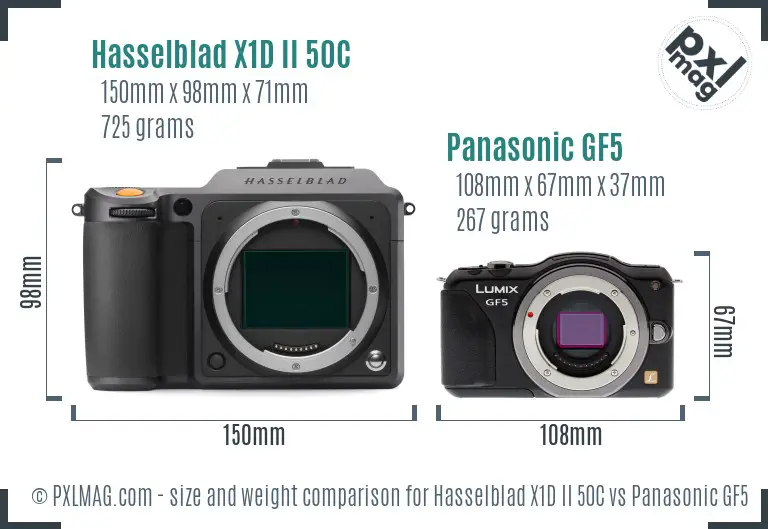 Hasselblad X1D II 50C vs Panasonic GF5 size comparison