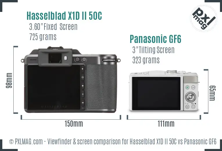 Hasselblad X1D II 50C vs Panasonic GF6 Screen and Viewfinder comparison Hasselblad X1D II 50C vs Panasonic GF6 Screen and Viewfinder comparison