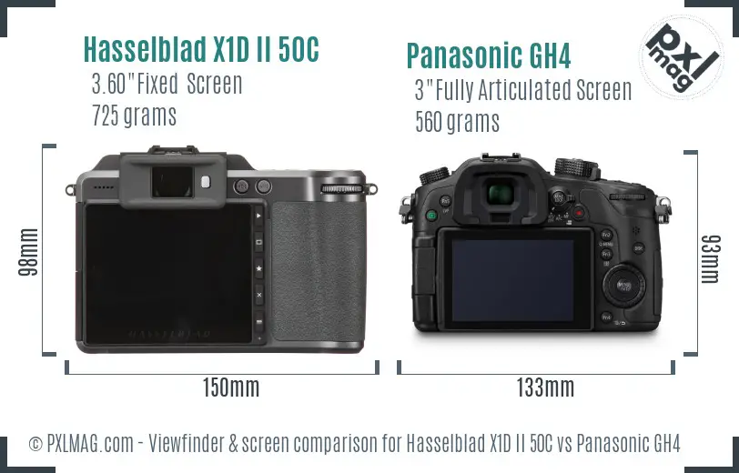 Hasselblad X1D II 50C vs Panasonic GH4 Screen and Viewfinder comparison