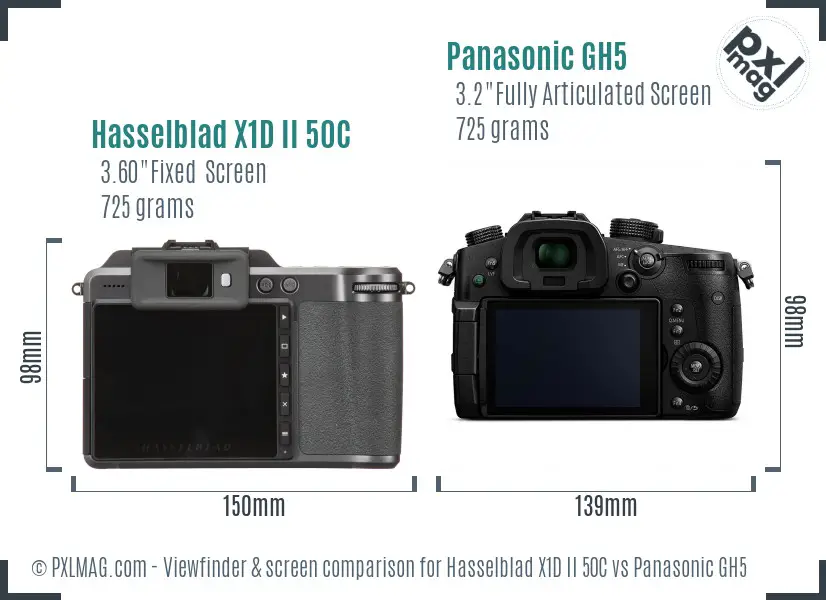 Hasselblad X1D II 50C vs Panasonic GH5 Screen and Viewfinder comparison