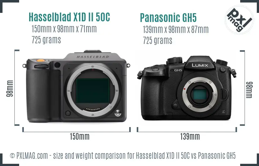 Hasselblad X1D II 50C vs Panasonic GH5 size comparison