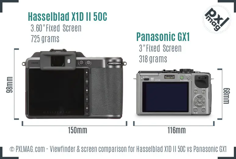Hasselblad X1D II 50C vs Panasonic GX1 Screen and Viewfinder comparison