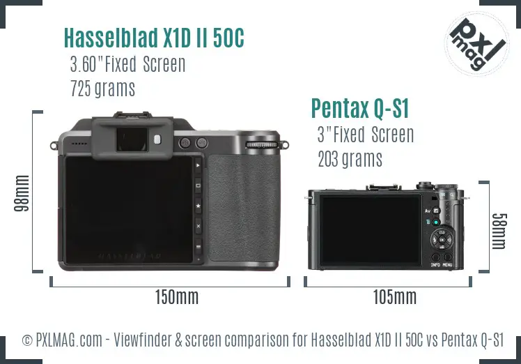 Hasselblad X1D II 50C vs Pentax Q-S1 Screen and Viewfinder comparison