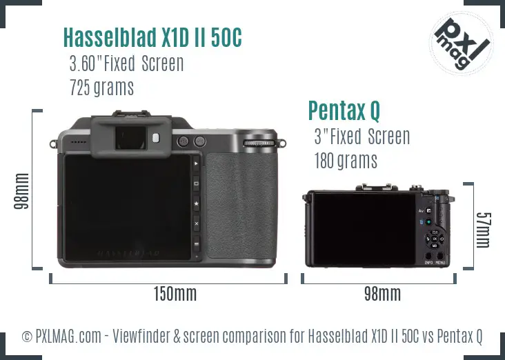 Hasselblad X1D II 50C vs Pentax Q Screen and Viewfinder comparison
