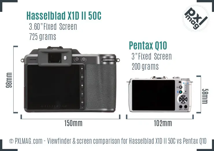 Hasselblad X1D II 50C vs Pentax Q10 Screen and Viewfinder comparison