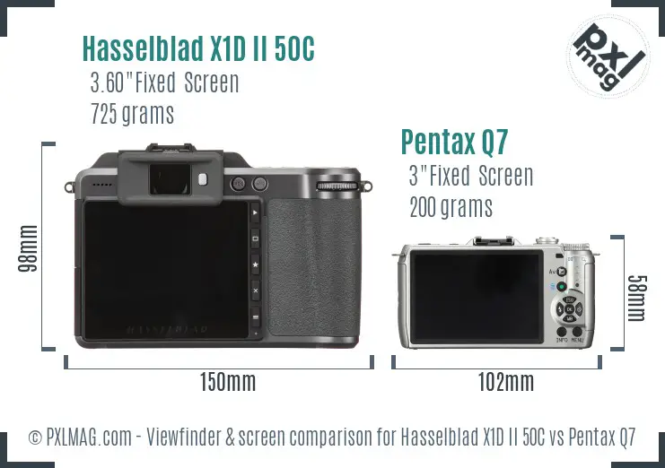 Hasselblad X1D II 50C vs Pentax Q7 Screen and Viewfinder comparison