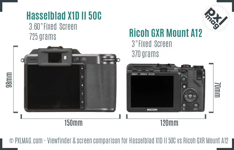 Hasselblad X1D II 50C vs Ricoh GXR Mount A12 Screen and Viewfinder comparison