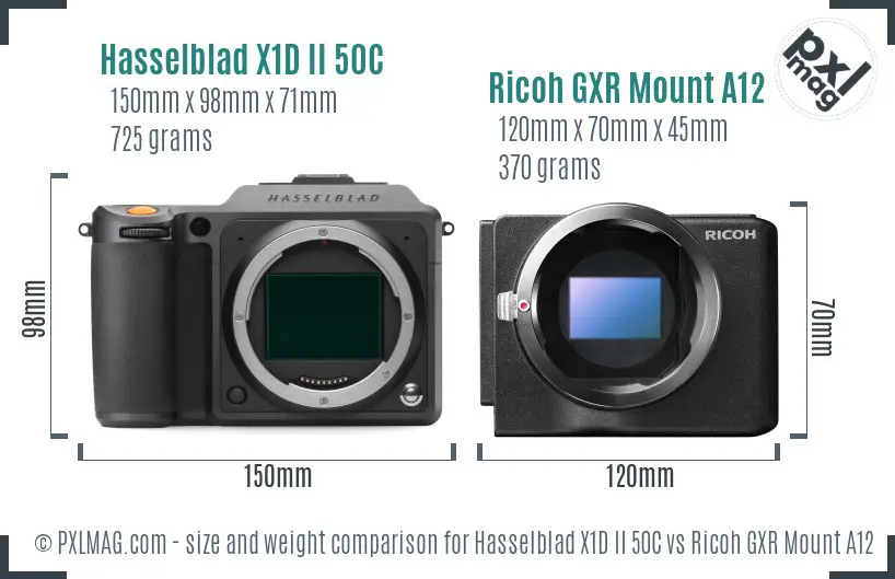Hasselblad X1D II 50C vs Ricoh GXR Mount A12 size comparison