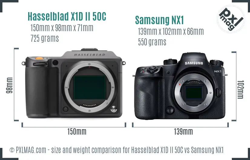 Hasselblad X1D II 50C vs Samsung NX1 size comparison