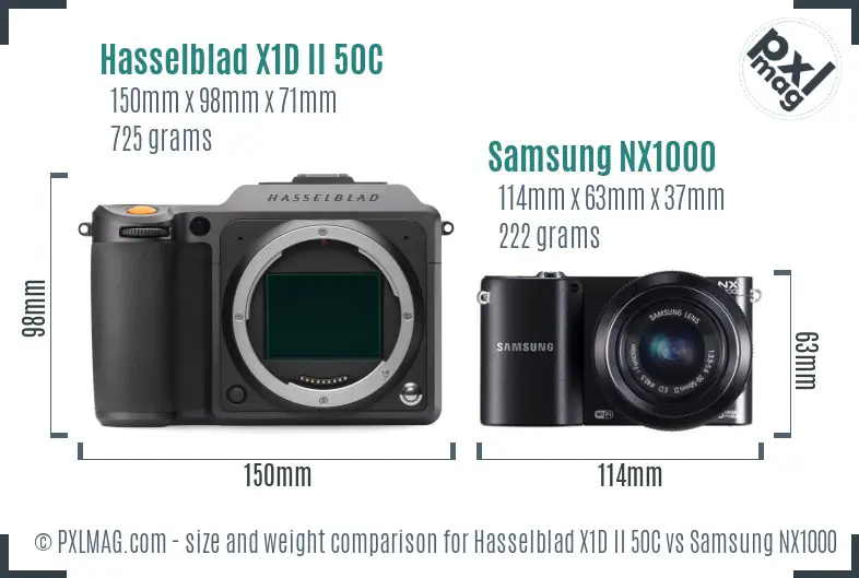 Hasselblad X1D II 50C vs Samsung NX1000 size comparison