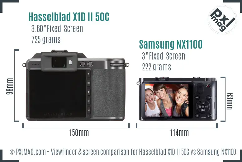 Hasselblad X1D II 50C vs Samsung NX1100 Screen and Viewfinder comparison Hasselblad X1D II 50C vs Samsung NX1100 Screen and Viewfinder comparison