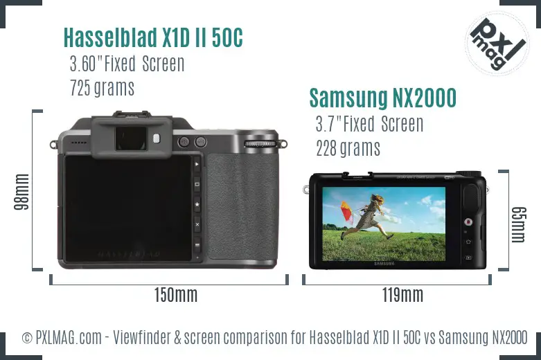 Hasselblad X1D II 50C vs Samsung NX2000 Screen and Viewfinder comparison Hasselblad X1D II 50C vs Samsung NX2000 Screen and Viewfinder comparison