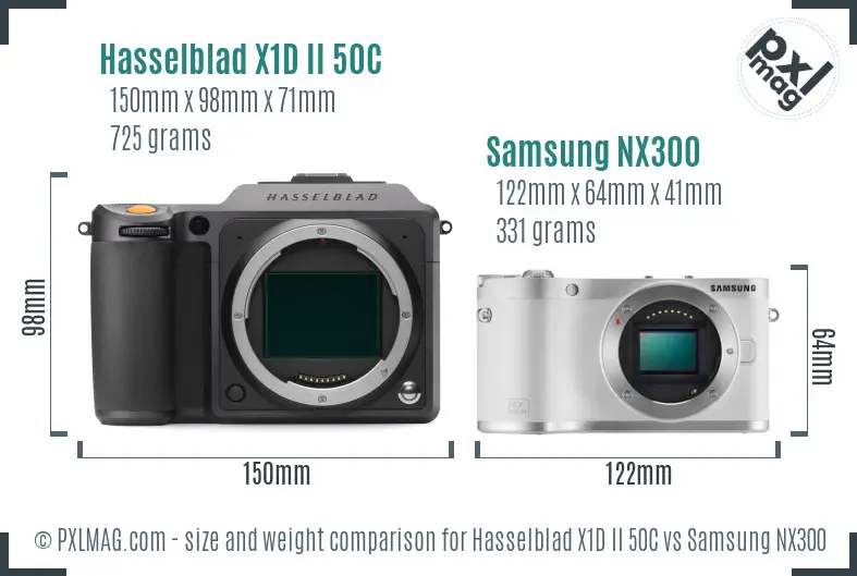 Hasselblad X1D II 50C vs Samsung NX300 size comparison Hasselblad X1D II 50C vs Samsung NX300 size comparison