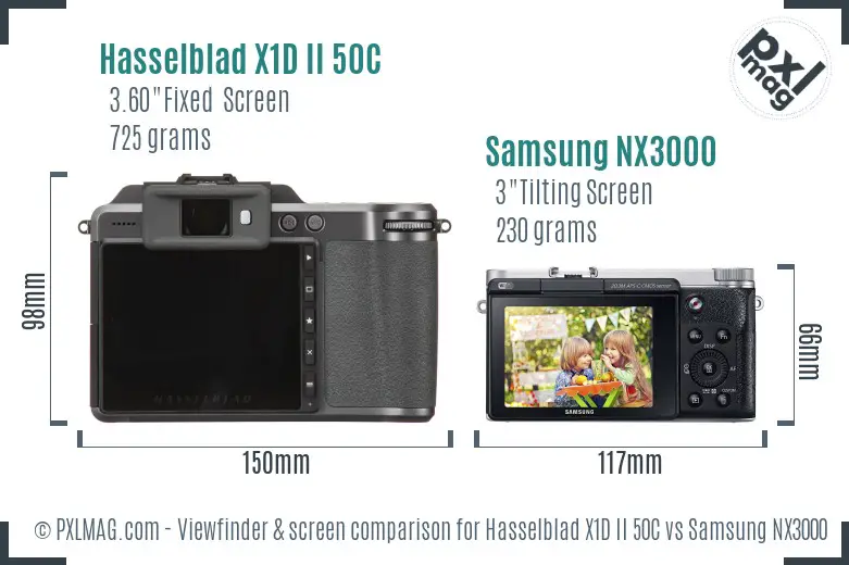 Hasselblad X1D II 50C vs Samsung NX3000 Screen and Viewfinder comparison