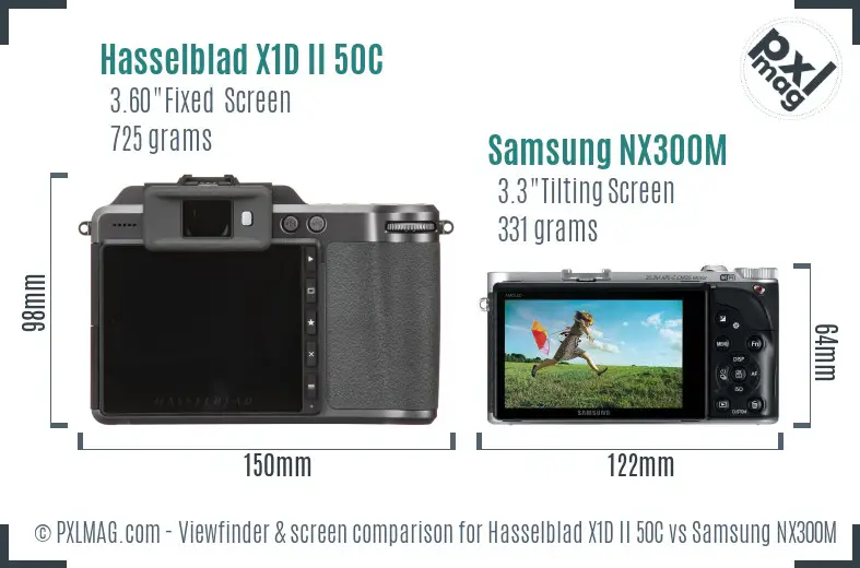 Hasselblad X1D II 50C vs Samsung NX300M Screen and Viewfinder comparison