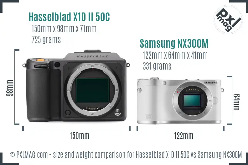 Hasselblad X1D II 50C vs Samsung NX300M size comparison