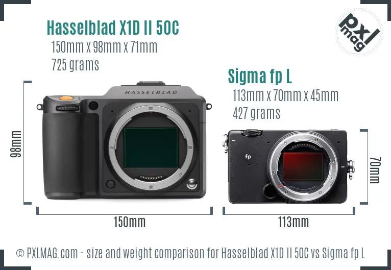 Hasselblad X1D II 50C vs Sigma fp L size comparison