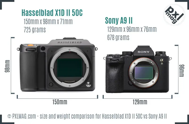Hasselblad X1D II 50C vs Sony A9 II size comparison