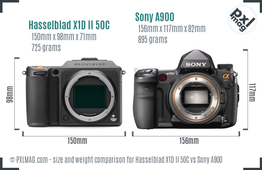 Hasselblad X1D II 50C vs Sony A900 size comparison