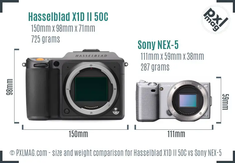 Hasselblad X1D II 50C vs Sony NEX-5 size comparison