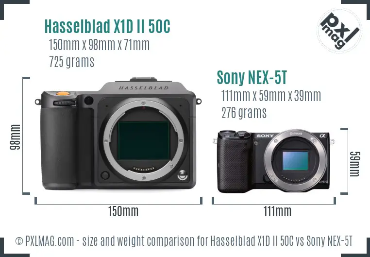 Hasselblad X1D II 50C vs Sony NEX-5T size comparison