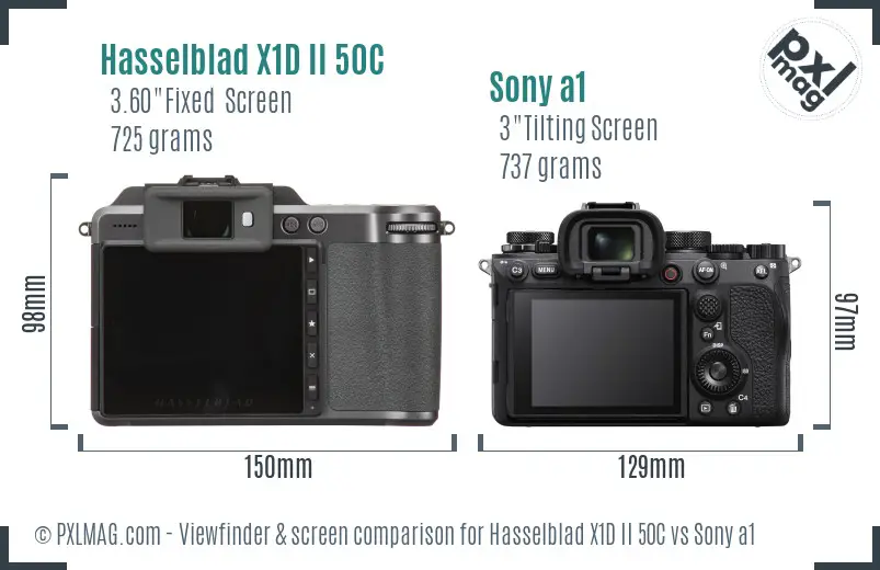 Hasselblad X1D II 50C vs Sony a1 Screen and Viewfinder comparison