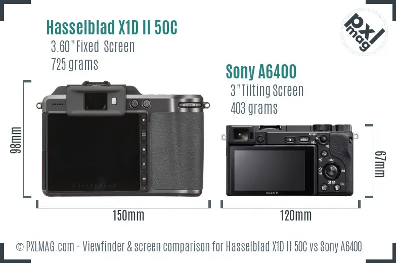 Hasselblad X1D II 50C vs Sony A6400 Screen and Viewfinder comparison