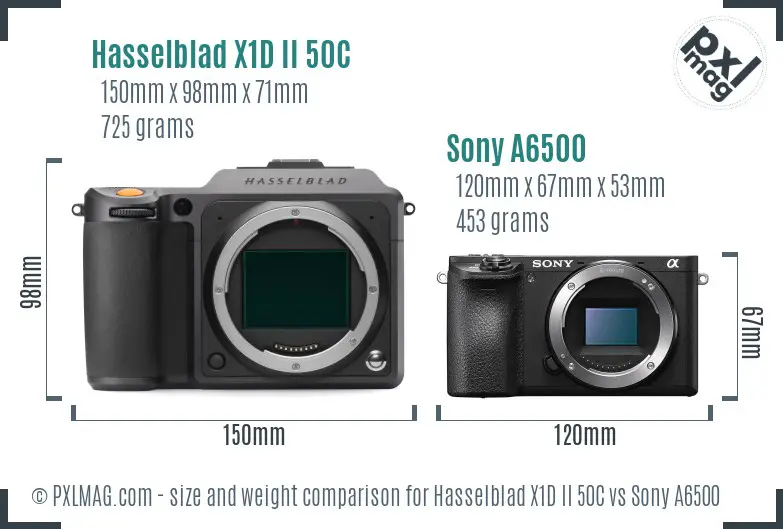 Hasselblad X1D II 50C vs Sony A6500 size comparison Hasselblad X1D II 50C vs Sony A6500 size comparison