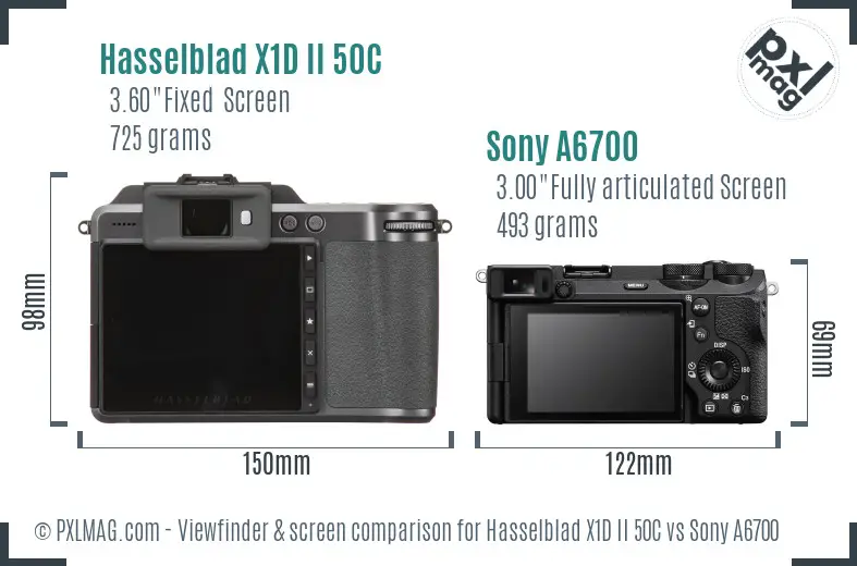 Hasselblad X1D II 50C vs Sony A6700 Screen and Viewfinder comparison