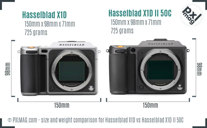 Hasselblad X1D vs Hasselblad X1D II 50C size comparison