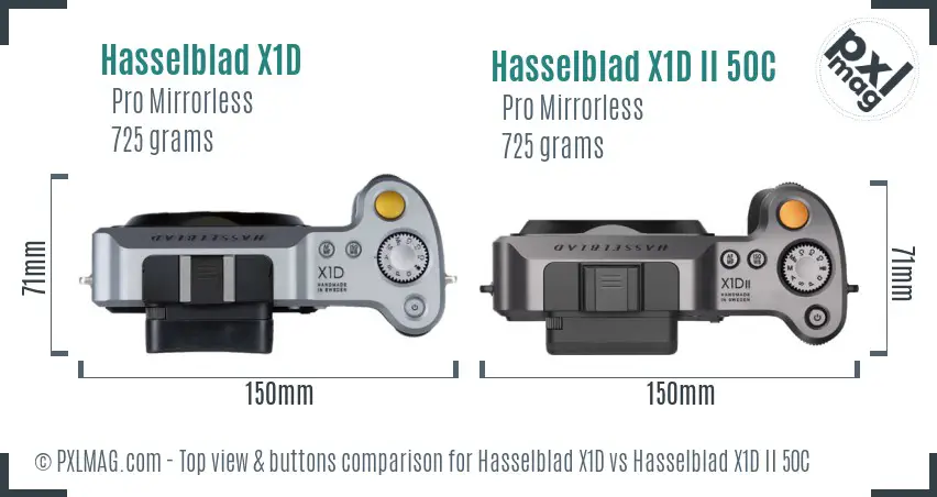 Hasselblad X1D vs Hasselblad X1D II 50C top view buttons comparison