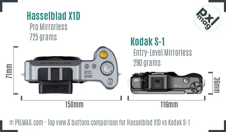 Hasselblad X1D vs Kodak S-1 top view buttons comparison