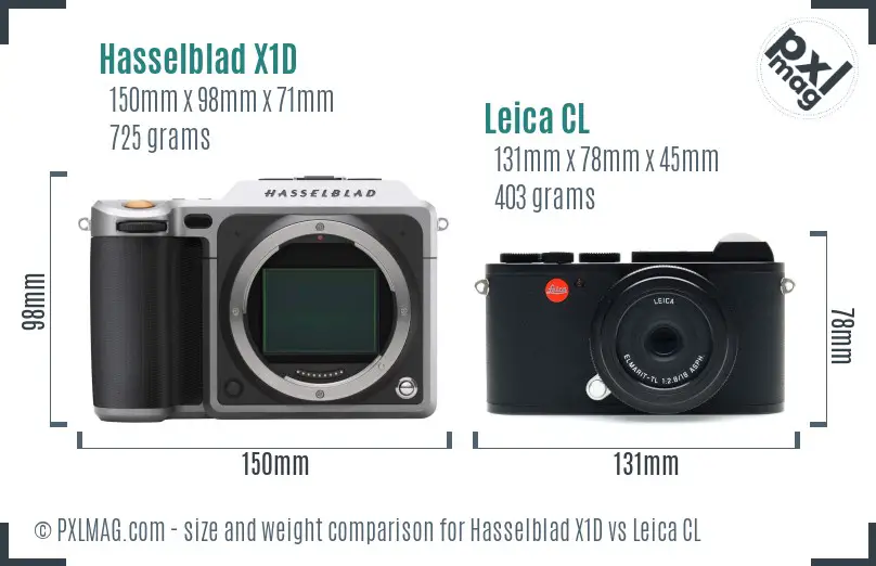 Hasselblad X1D vs Leica CL size comparison