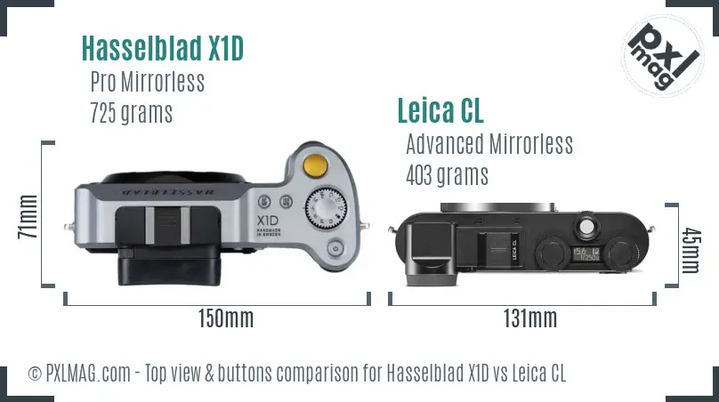 Hasselblad X1D vs Leica CL top view buttons comparison